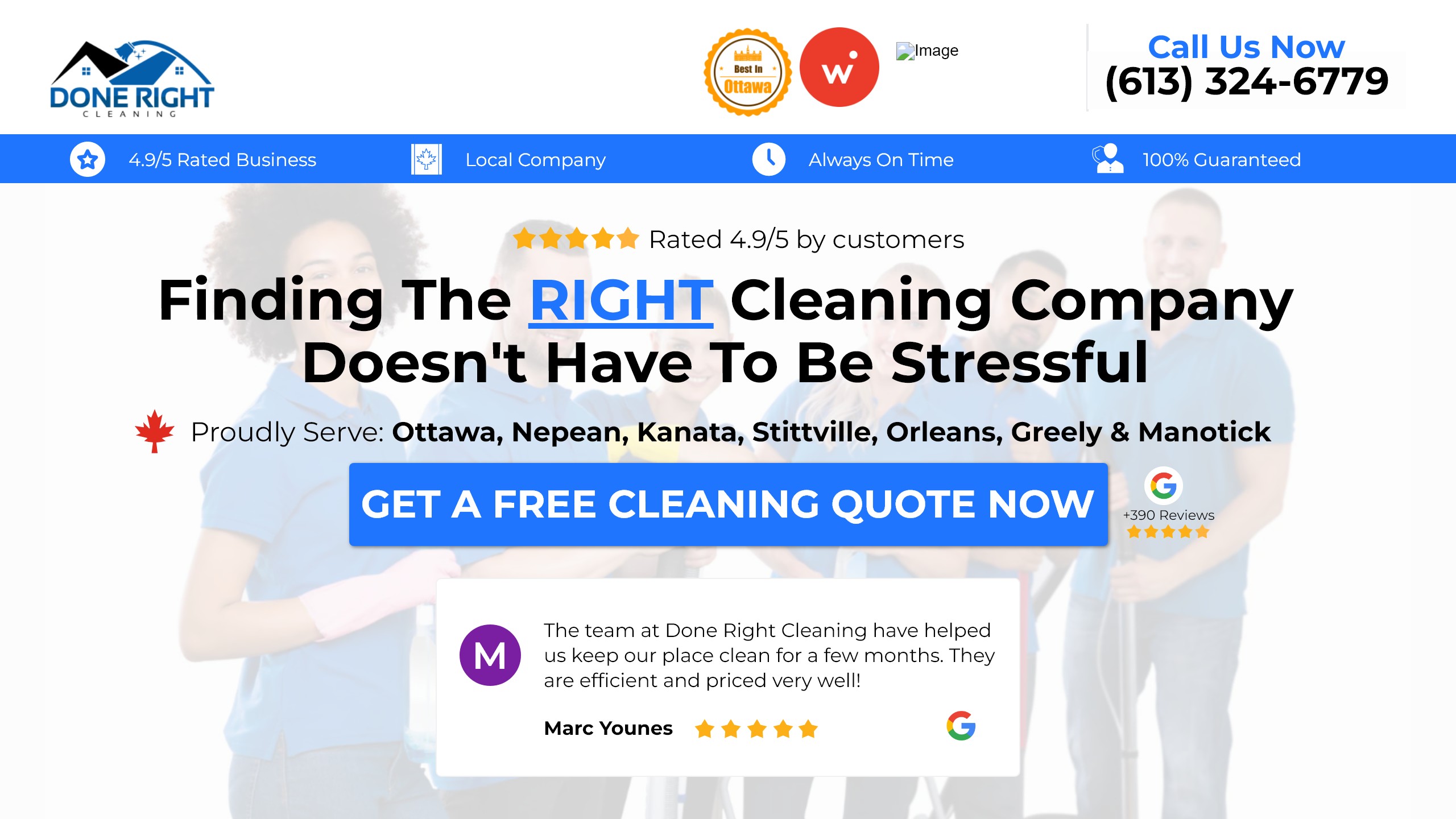 Landing page — Done Right Cleaning